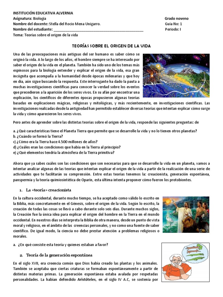 Teorías del Origen de la Vida | PDF | Abiogénesis | Organismos