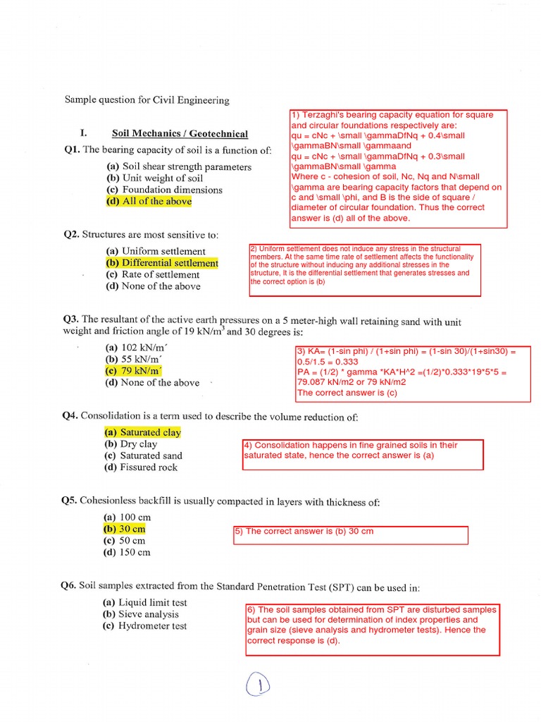 Soil Question Answer Pdf Density Building Engineering