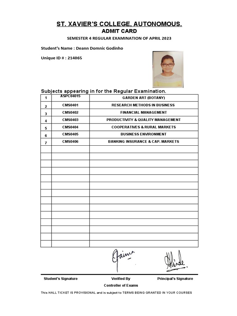 Regular Admitcard 19852 | PDF