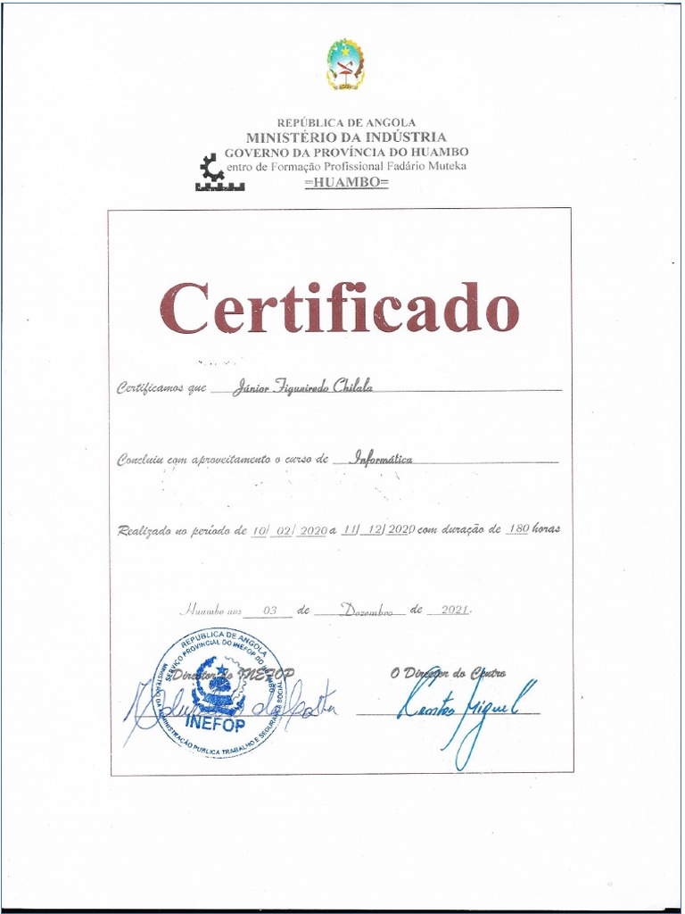Certificado De Informatica Pdf