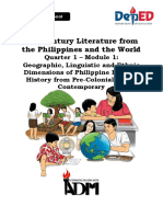 Q1 M1 - Geographic Linguistic and Ethnic Dimensions of Philippine Literary History From Pre Colonial To The Contemporary 2 PDF