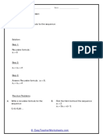Recursive Formula Worksheet PDF