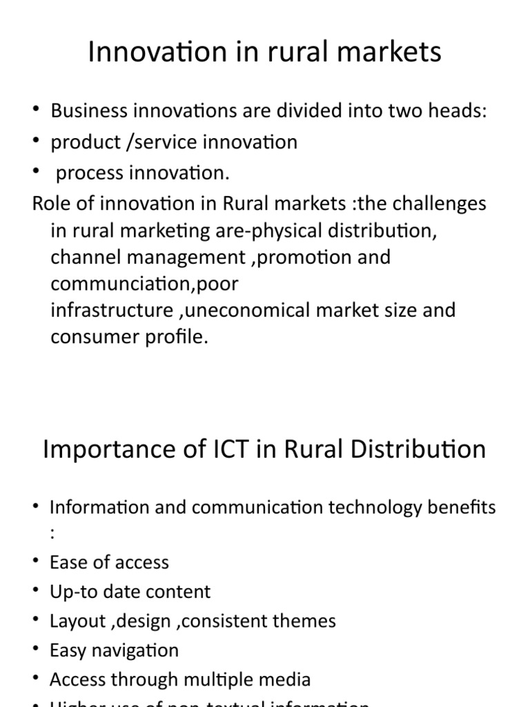 Innovation in Rural Markets | PDF | Communication | Computing