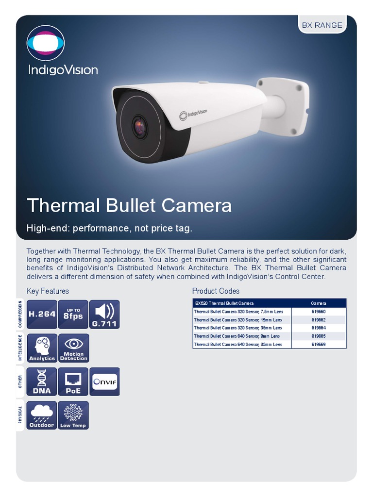 BX Range Thermal Bullet Camera Datasheet A4 PDF Camera