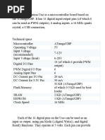 Arduino Data Sheet