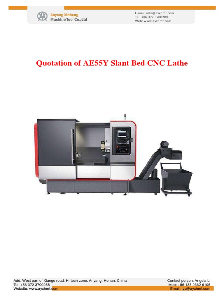 2022.10.17 Quotation of AE55Y Slant Bed CNC Lathe Download Free PDF