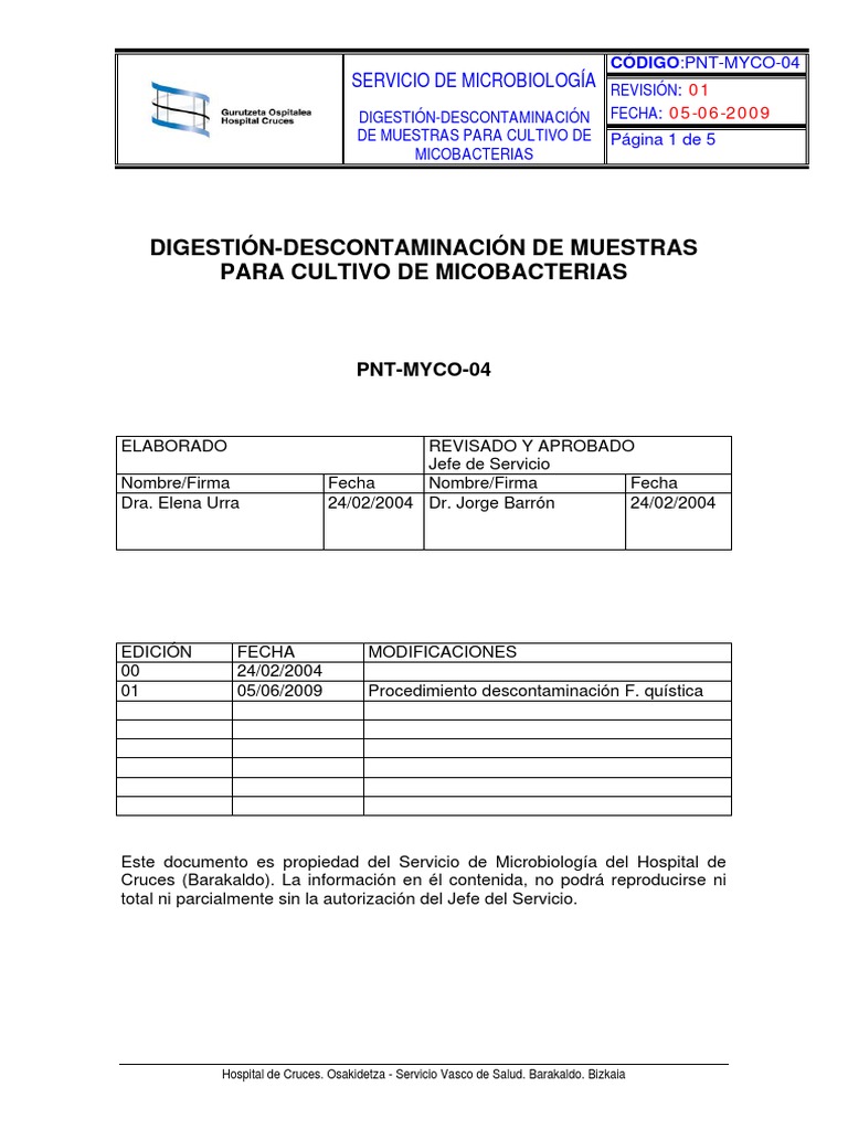 Digestión y Descontaminación de Muestras | PDF | Especialidades Medicas ...