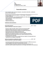 Responsable Production: - 9 Ans D'expérience Dans Le Domaine D'ingénierie, de Production Industrielle, Amélioration