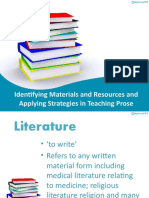 Identifying Materials and Resources and Applying Strategies in Teaching Prose