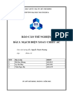 Báo Cáo Thí Nghiệm Bài 3: Mạch Điện Xoay Chiều Ac: Đại Học Quốc Gia Tp. Hồ Chí Minh Trường Đại Học Bách Khoa