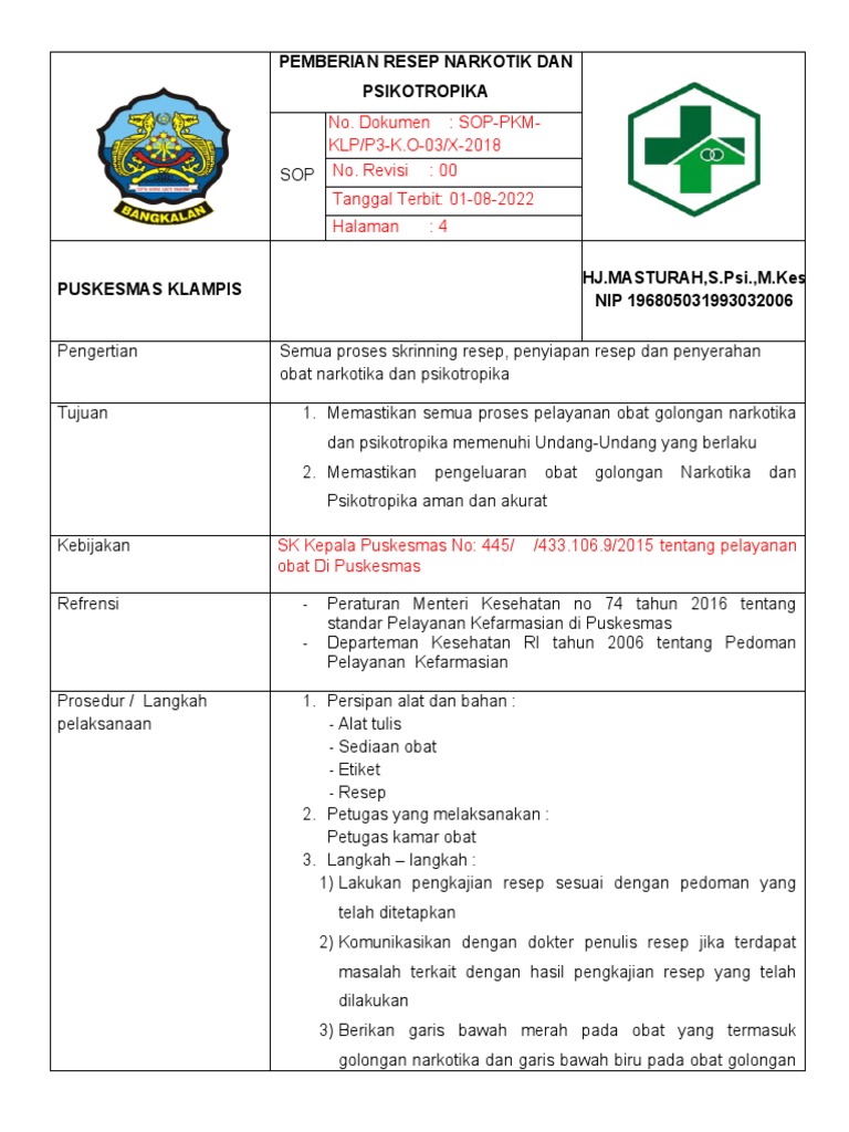 Pemberian Resep Narkotik Dan Psikotropika | PDF