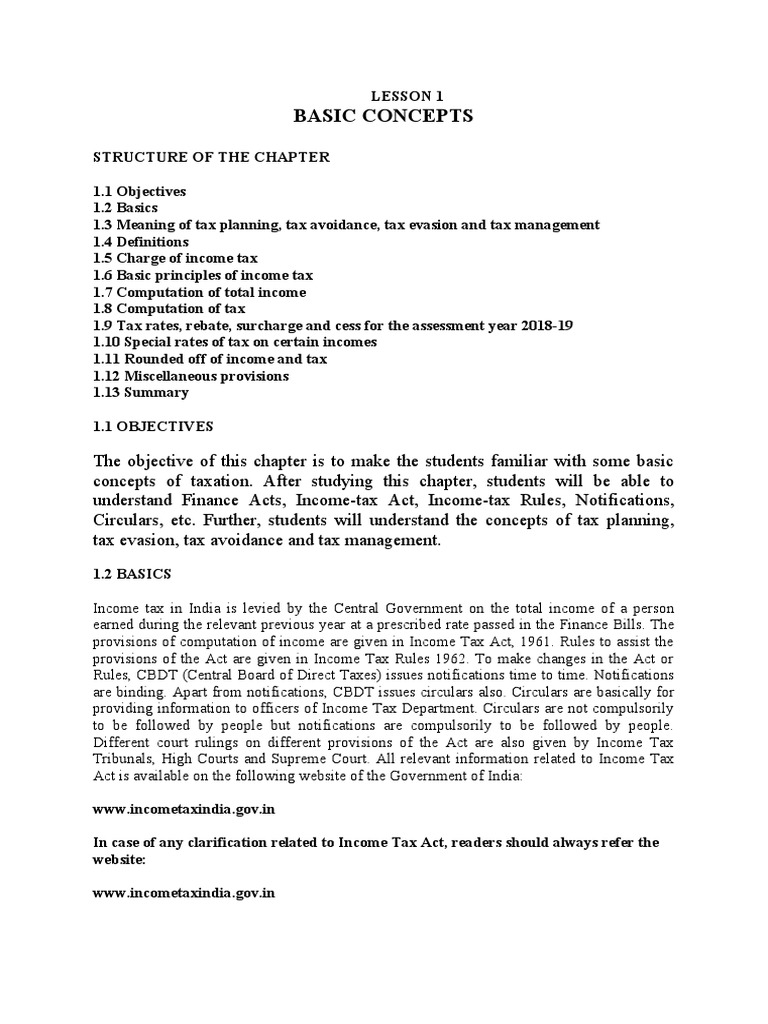 Income Tax Unit 1 Pdf Income Tax Taxes