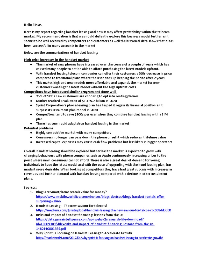 Bcg Consulting Task 1 Pdf Market Economics Telephone