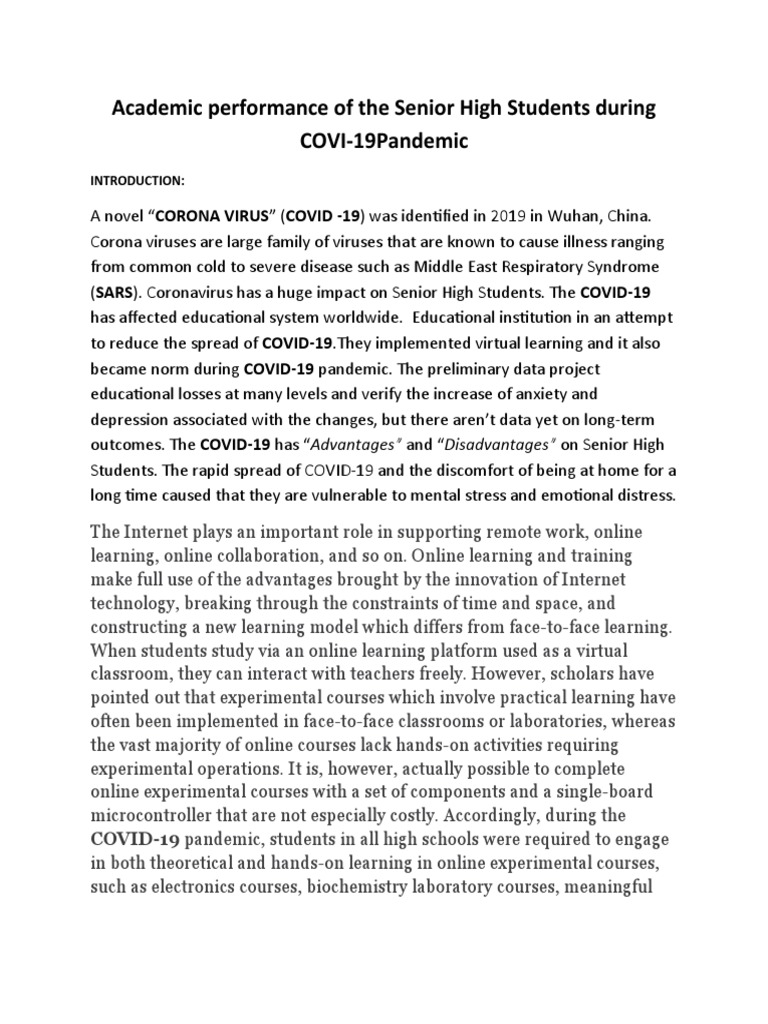 Impact of COVID-19 on Student Learning | PDF | Educational Technology ...