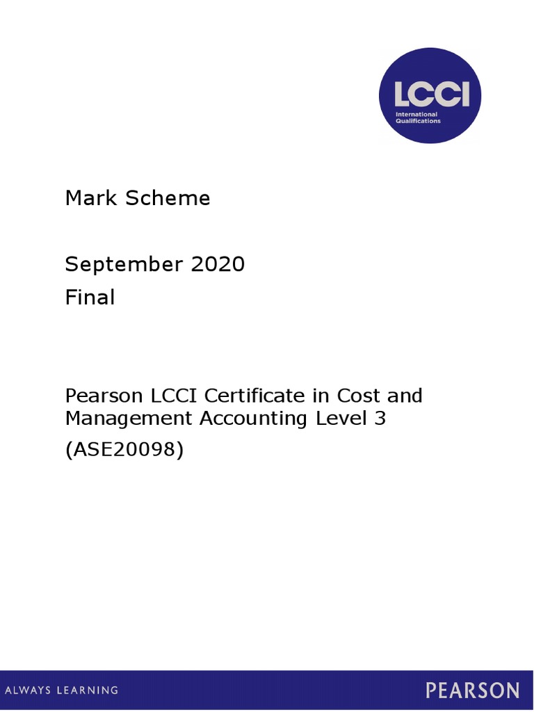 ASE20098 September 2020 Mark Scheme 1 | PDF | Business | Economies