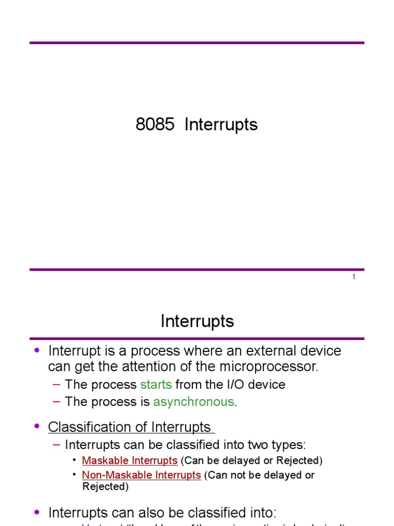 8085MicroprocessorInterrupts.ppt PDF Computer Engineering