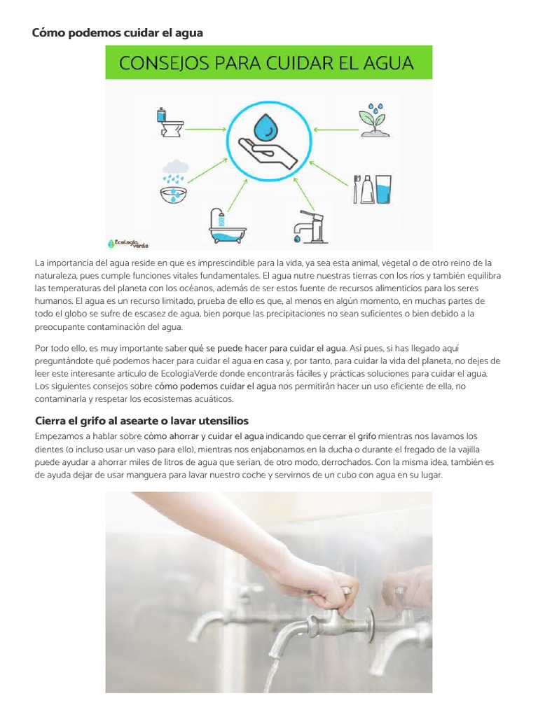 Consejos para Cuidar el Agua en Casa | PDF | Agua | Residuos