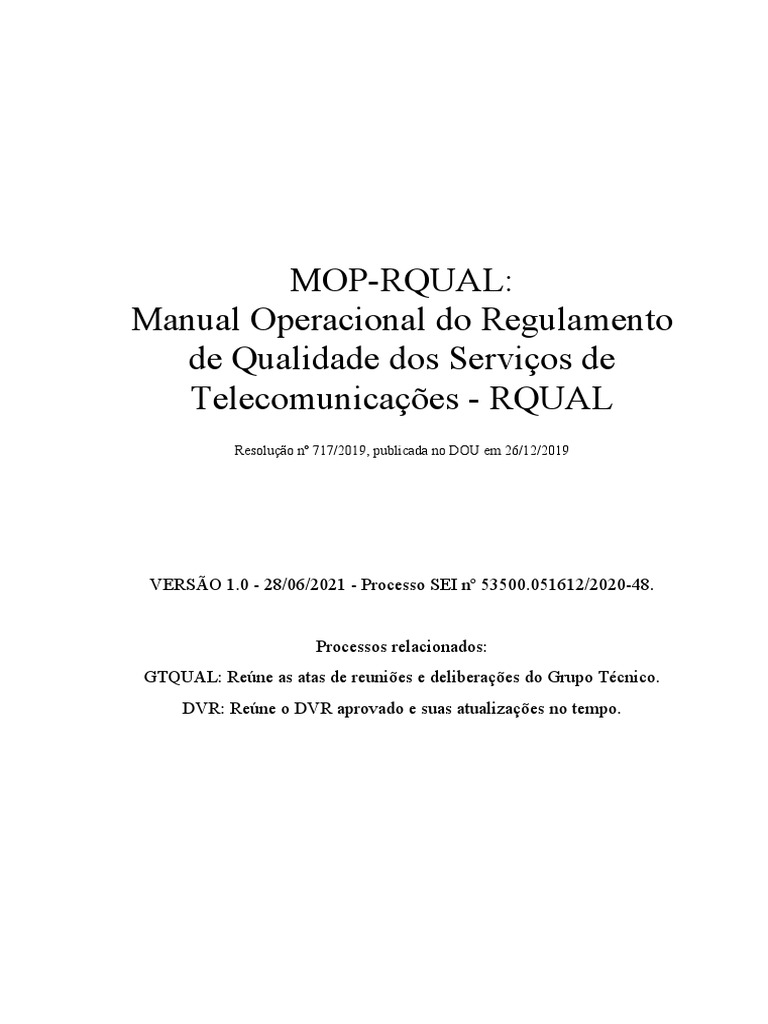 Manual Operacional do RQUAL - MOP | PDF | Dados | Qualidade (negócios)