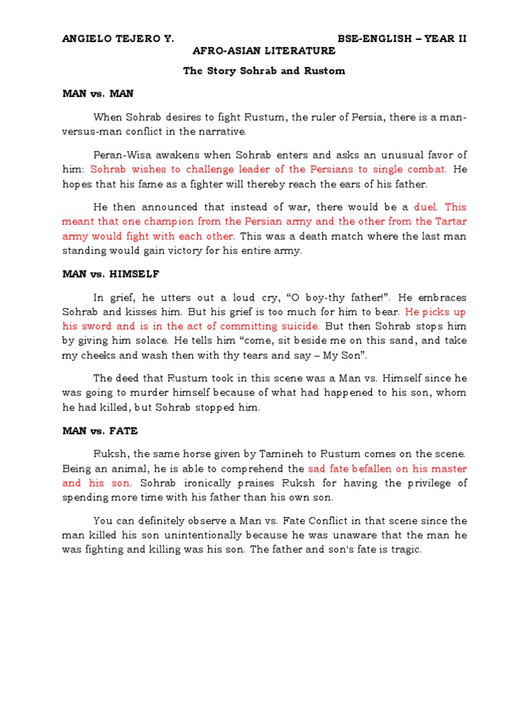 Conflicts In The Story Sohrab And Rustom Pdf