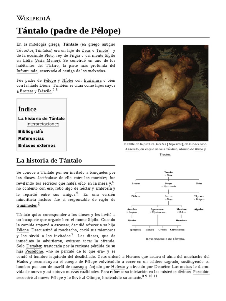 Tántalo (Padre de Pélope) PDF Religión Griega Antigua Mitología