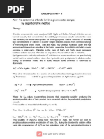 Chloride Determination by Mohr's Method | PDF | Titration | Chemistry