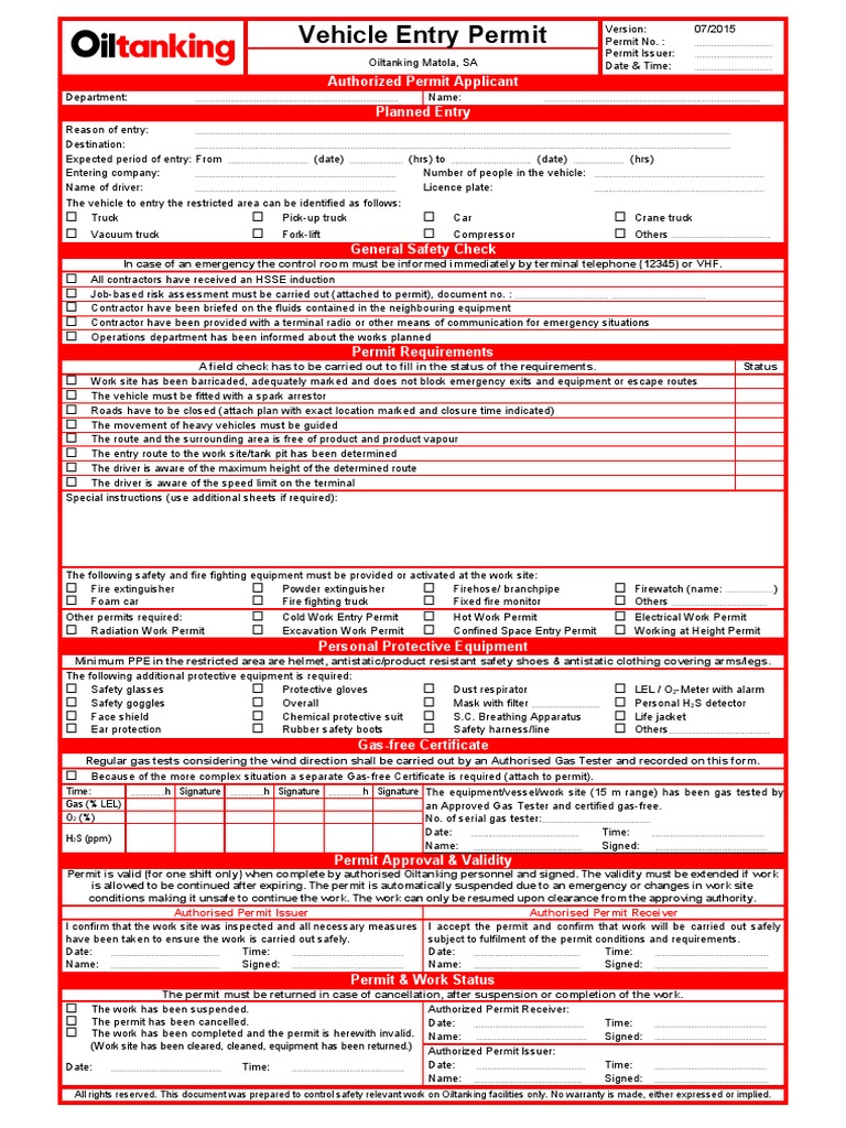 Vehicle Entry Permit Guidelines | PDF | Personal Protective Equipment ...