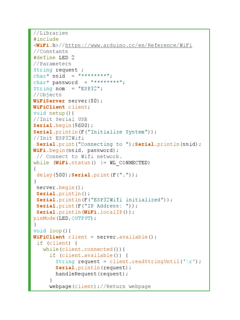 ESP32 WiFi Web Controller Code | PDF | World Wide Web | Internet & Web