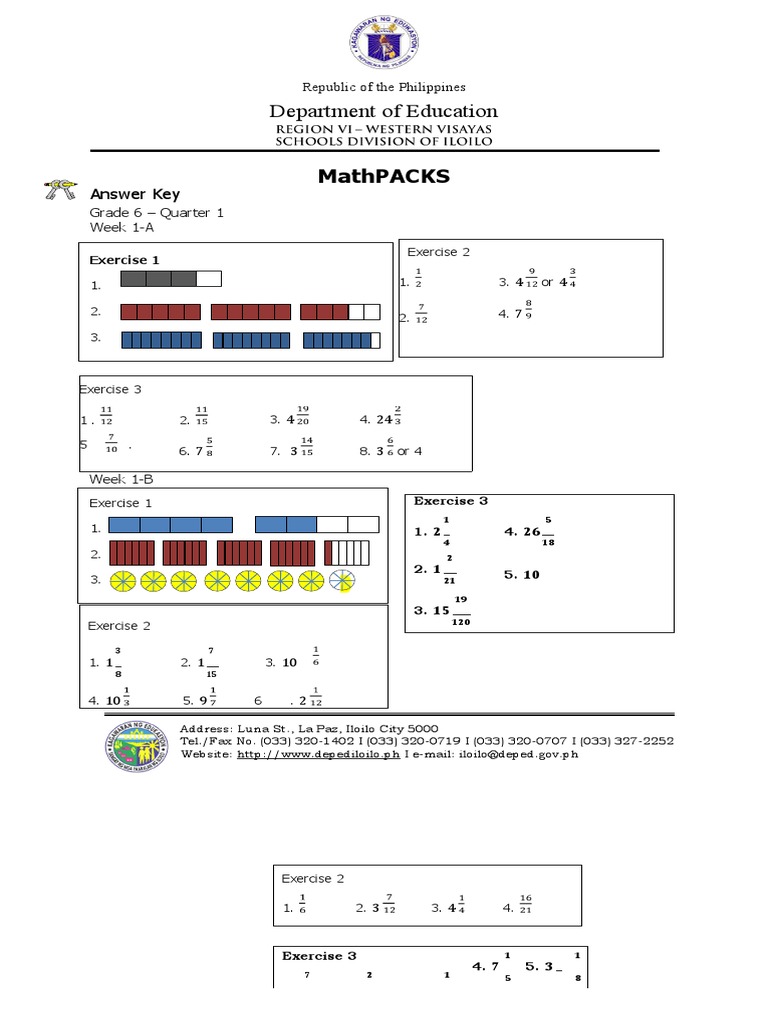 Answer Key Grade 6 Q1 WK 1 PDF Philippines