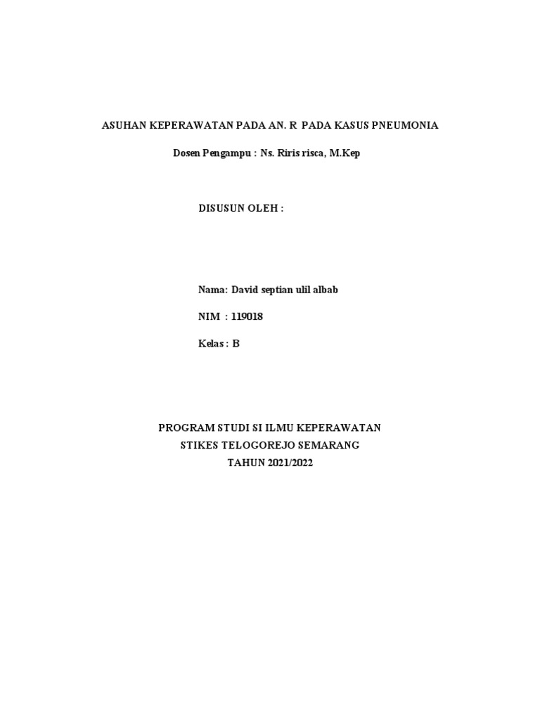 Asuhan Keperawatan Pneumonia | PDF | Pengembangan Diri | Kesehatan Holistik