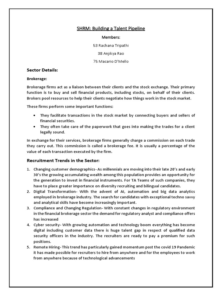 Brokerage Talent Acquisition Guide | PDF | Recruitment | Stocks