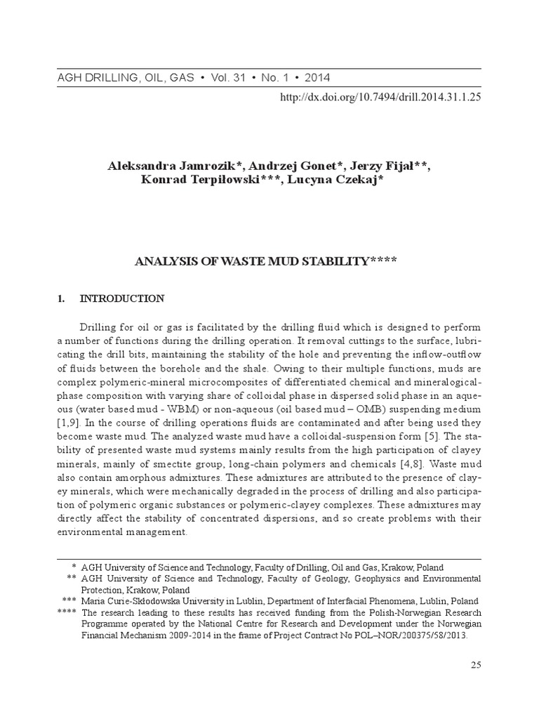 Analysis of Waste Mud Stability PDF Rheology Viscosity