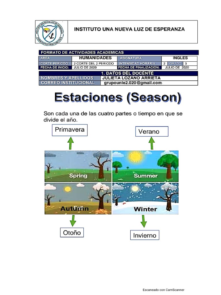 Estaciones Del Año Pdf Pdf