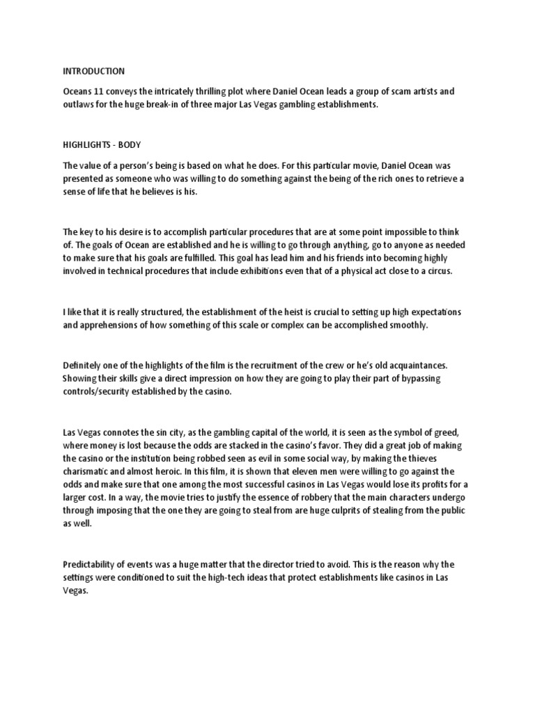 Oceans 11 Reflection PDF Casino