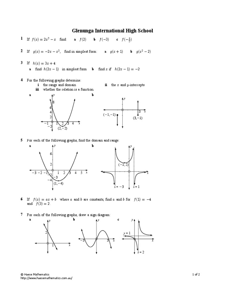 Functions & Relations Revision PT 1 PDF | PDF | Mathematics ...