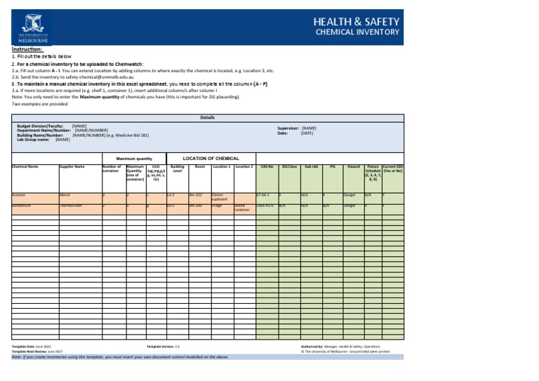 Chemical Inventory Form PDF Labor Relations Workplace