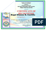 Certificate of Recognition: Angel Dianne G. Castillo