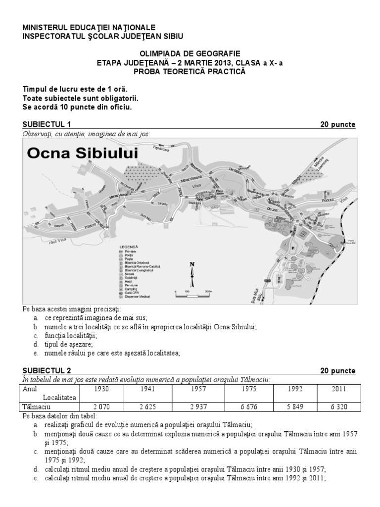 Subiect Si Barem Cls 10 | PDF