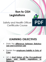 NIOSH SHO 01-Introduction To OSH Legislation