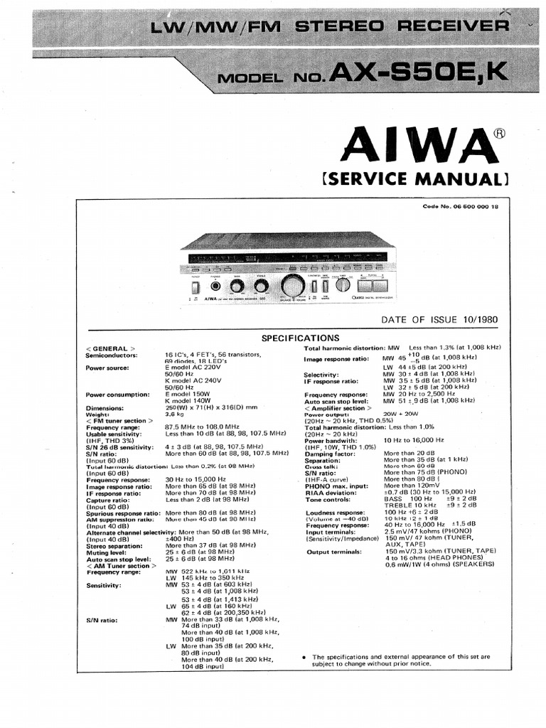 Aiwa AX-S50-Service-Manual | PDF