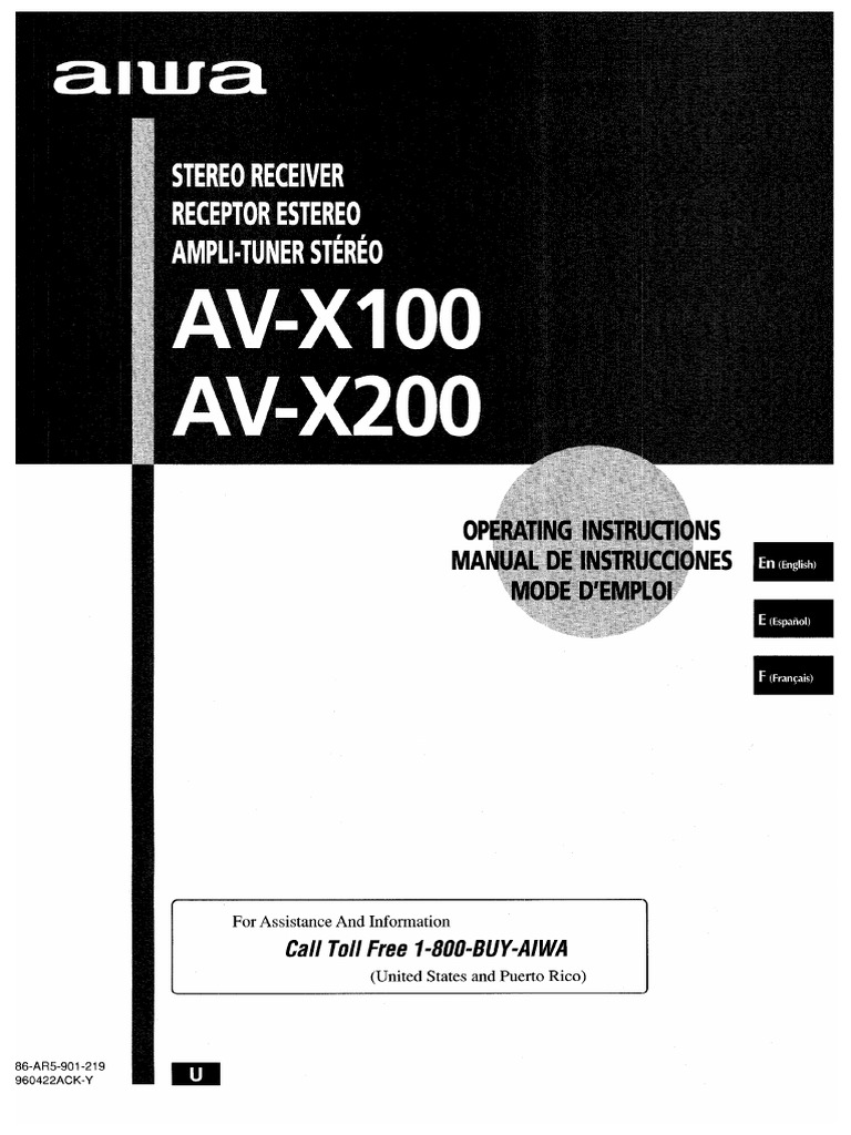 Aiwa AV X100 Owners Manual PDF