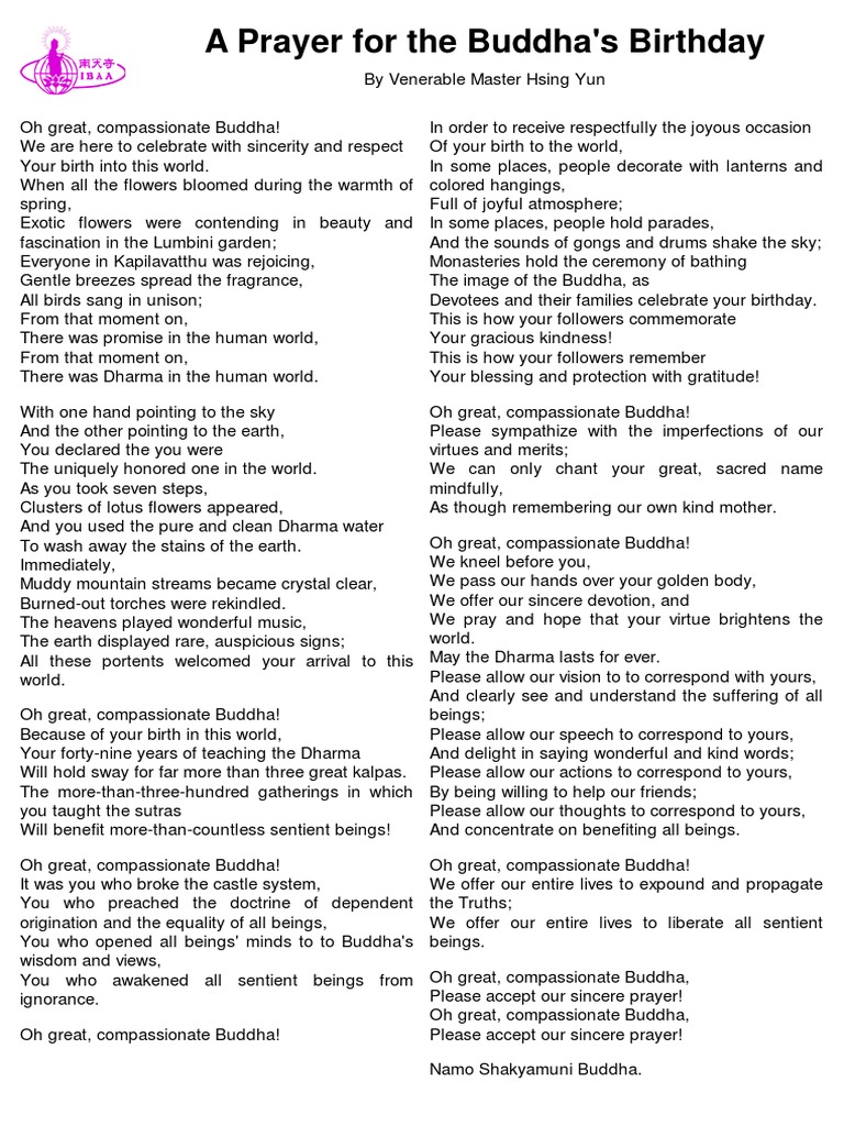 Prayer Buddha Birthday | PDF | Indian Religions