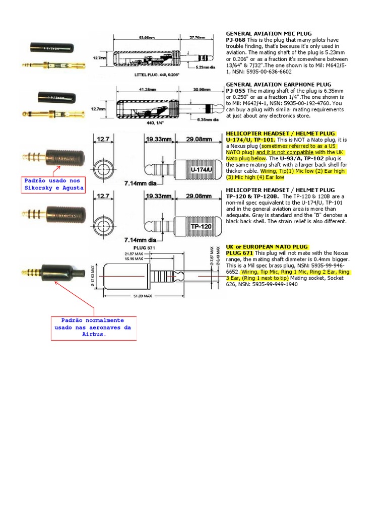 Aviation Headset Plug Types Explained | PDF | Electrical Connector ...