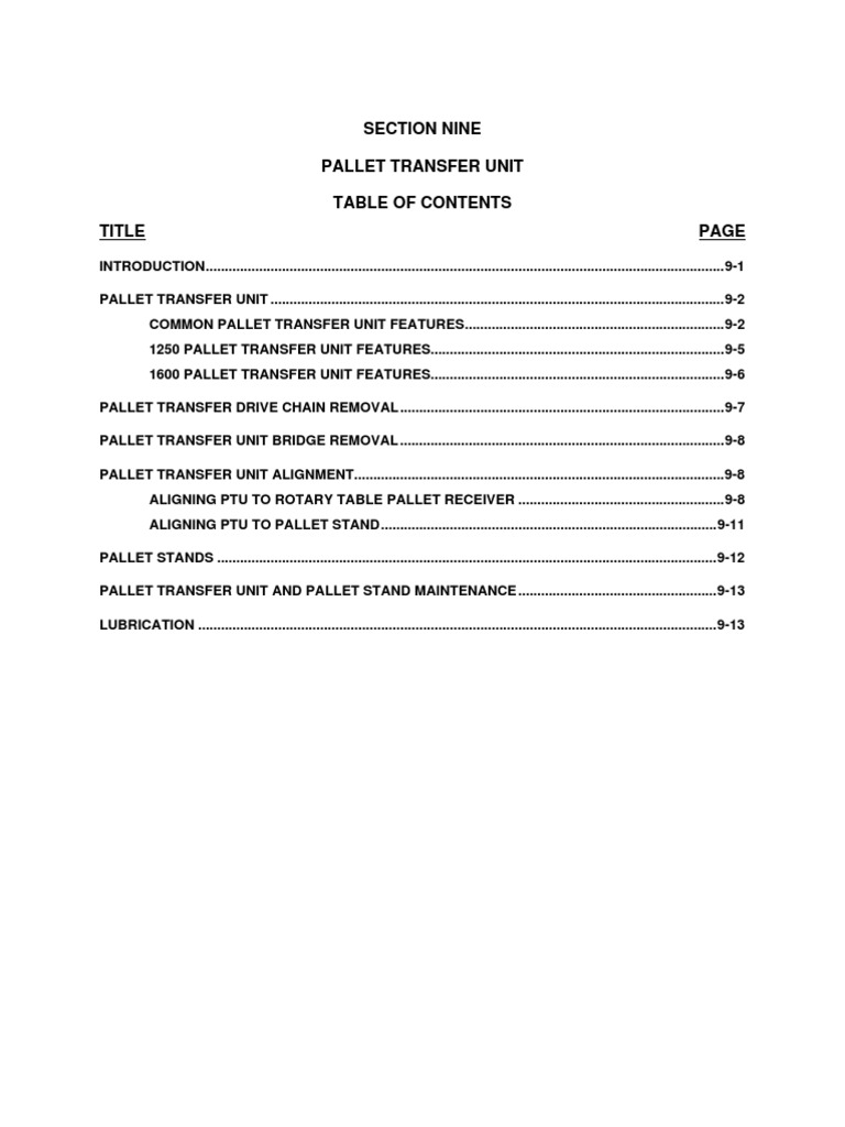 Pallet Transfer Unit Overview | PDF | Rotation Around A Fixed Axis ...