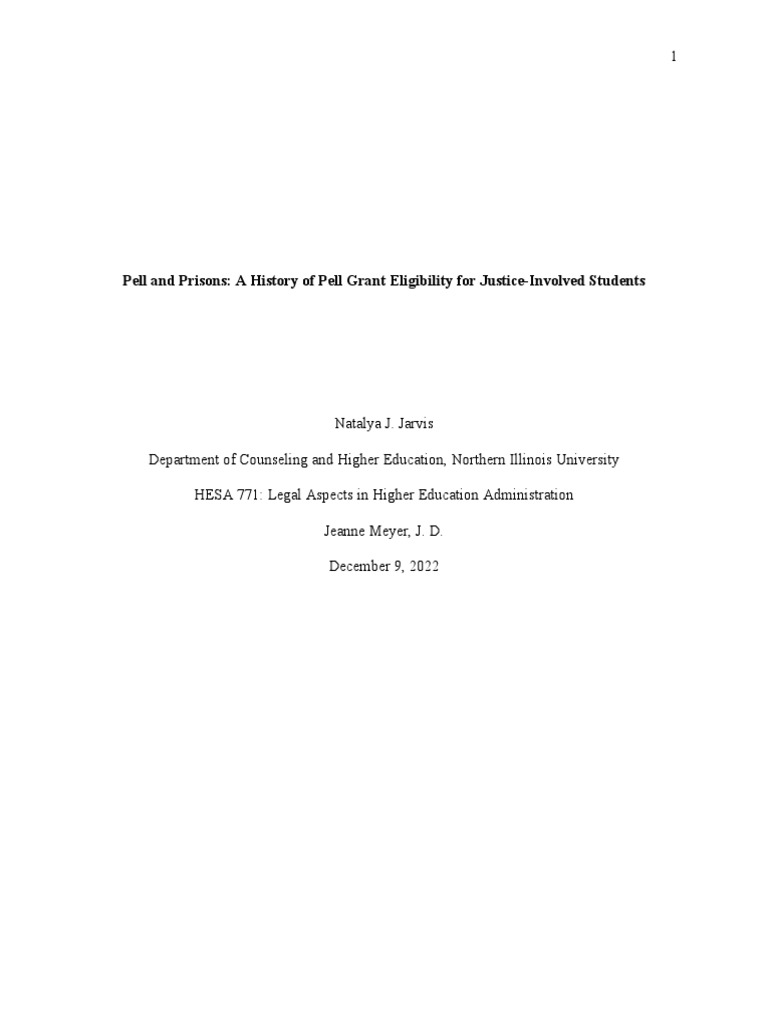 Pell Grant History for Incarcerated Students | PDF | Pell Grant | Prison