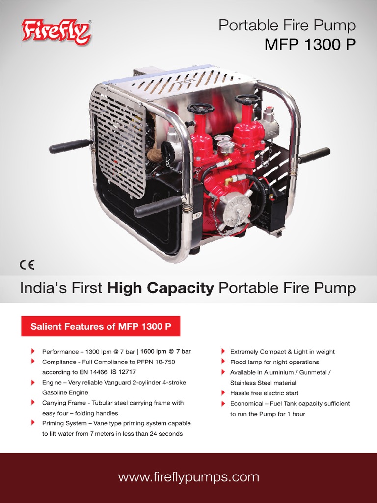 Technical specifications for a highcapacity water pump capable of