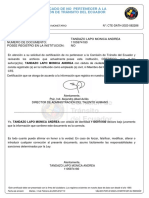 Certificado de No Pertenecer A La Comisión de Tránsito Del Ecuador