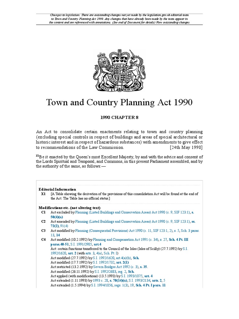 Town and Country Planning Act 1990 Chapter 8 PDF Planning United