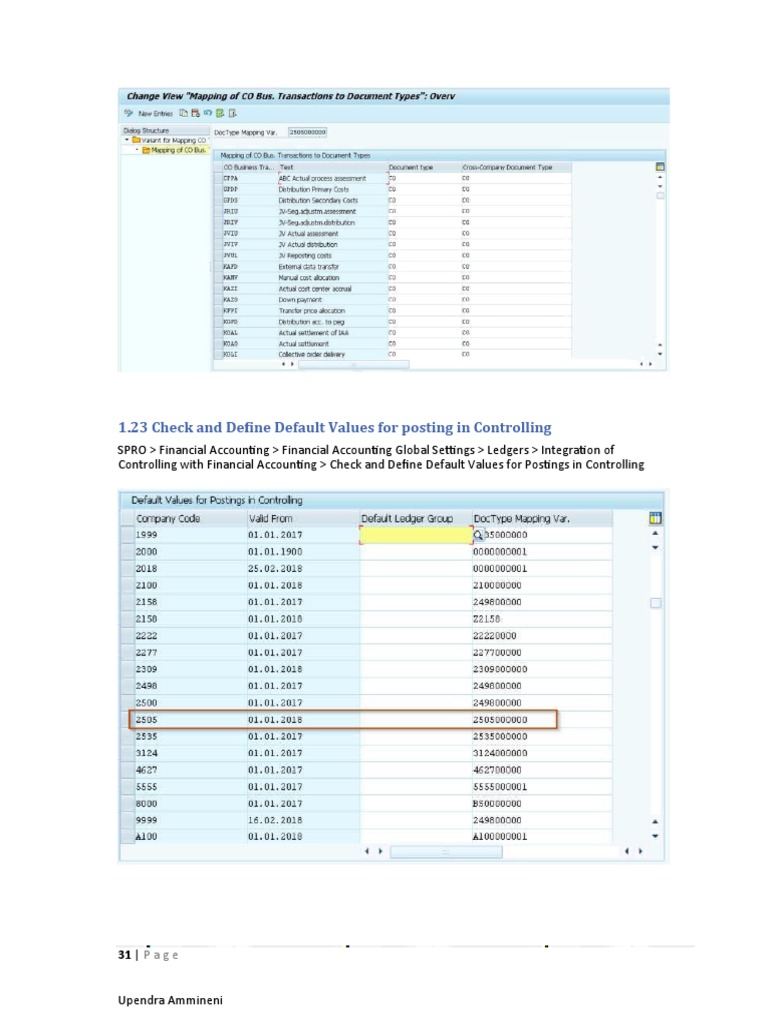 1.23 Check and Define Default Values For Posting in Controlling PDF