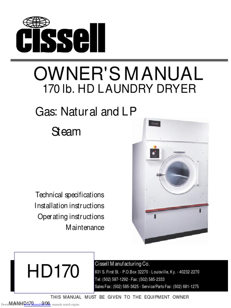 170 lb HD Laundry Dryer Manual | PDF | Clothes Dryer | Manufactured Goods