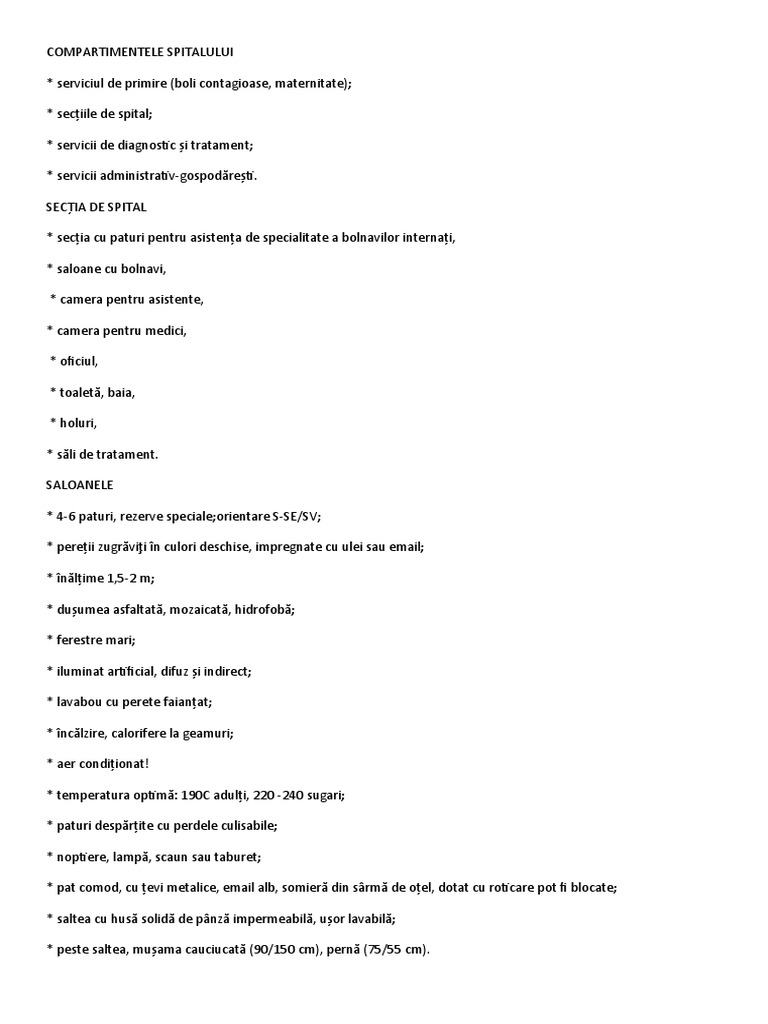 Compartimentele Spitalului | PDF
